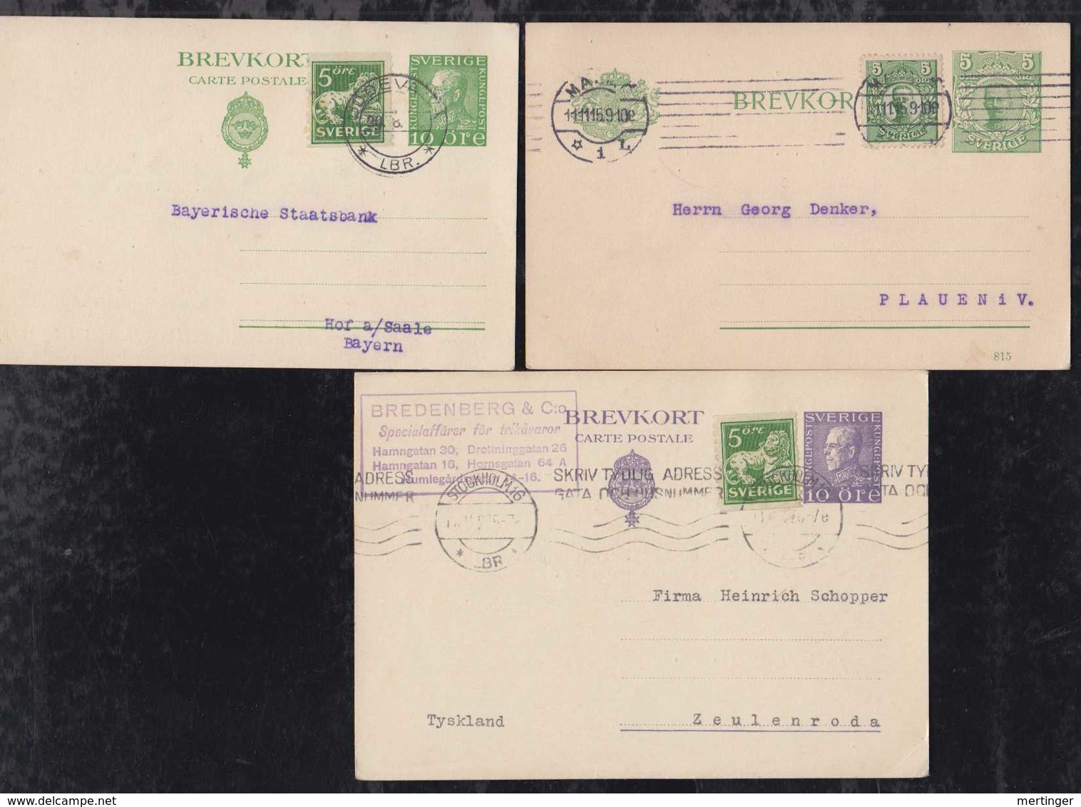 Schweden Sweden 1883-1926 Collection Of 15 Used Postal Stationery - Collections