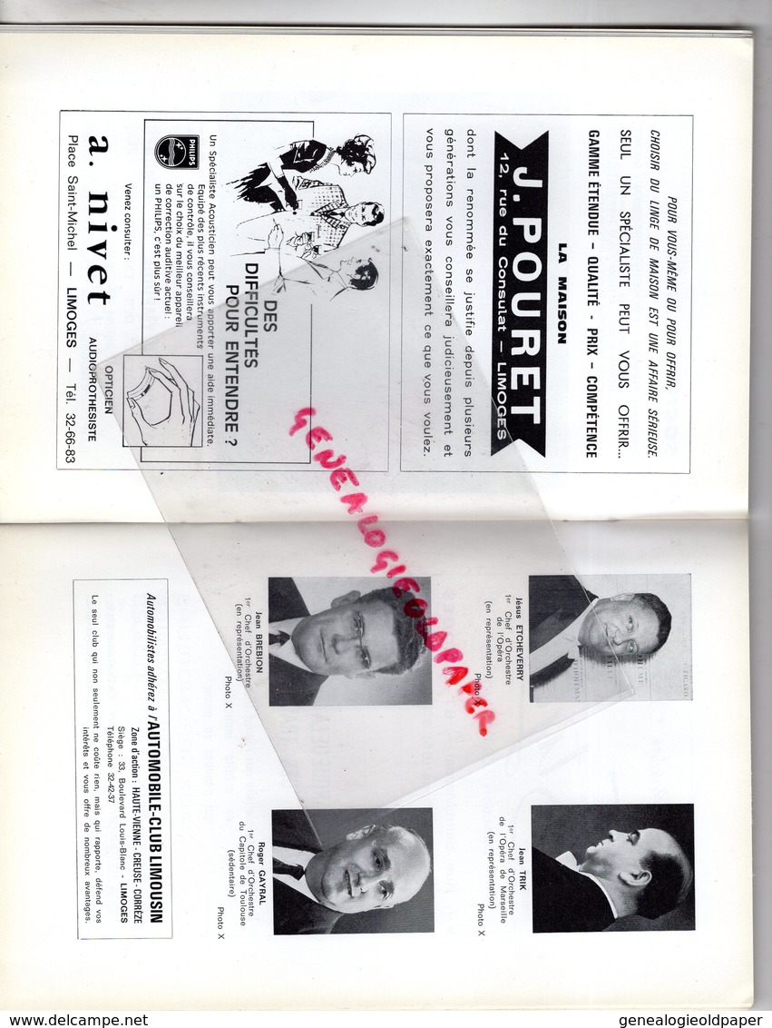 87 - LIMOGES - PROGRAMME GRAND THEATRE 68-69- LA BELLE DE CADIX- ALDO FILISTA-ARMELLE RIOUAL-BOULAN-DESMET-FESQUET-REMO- - Programma's