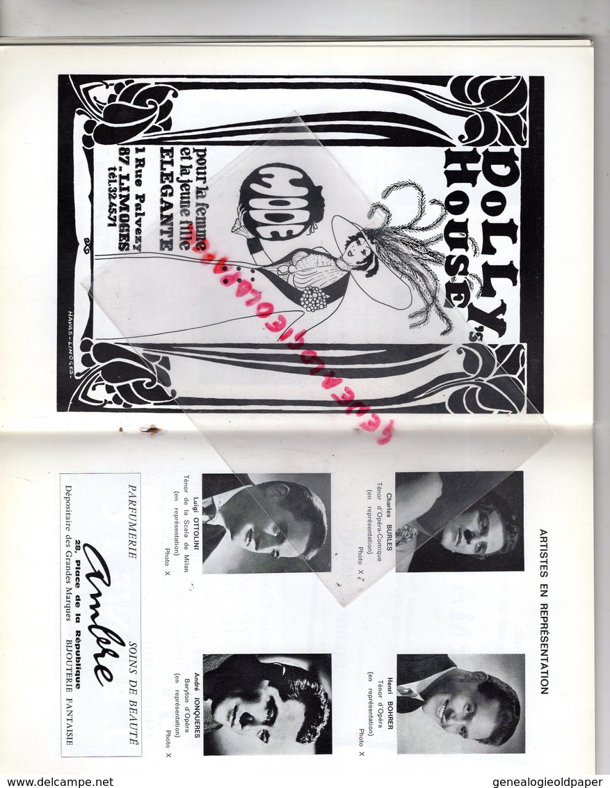 87 - LIMOGES - PROGRAMME GRAND THEATRE 67-68-LE BARBIER DE SEVILLE-CHARLES BURLES-ROBERT VIDAL-FRANCOISE LOUVAY-MORLIER