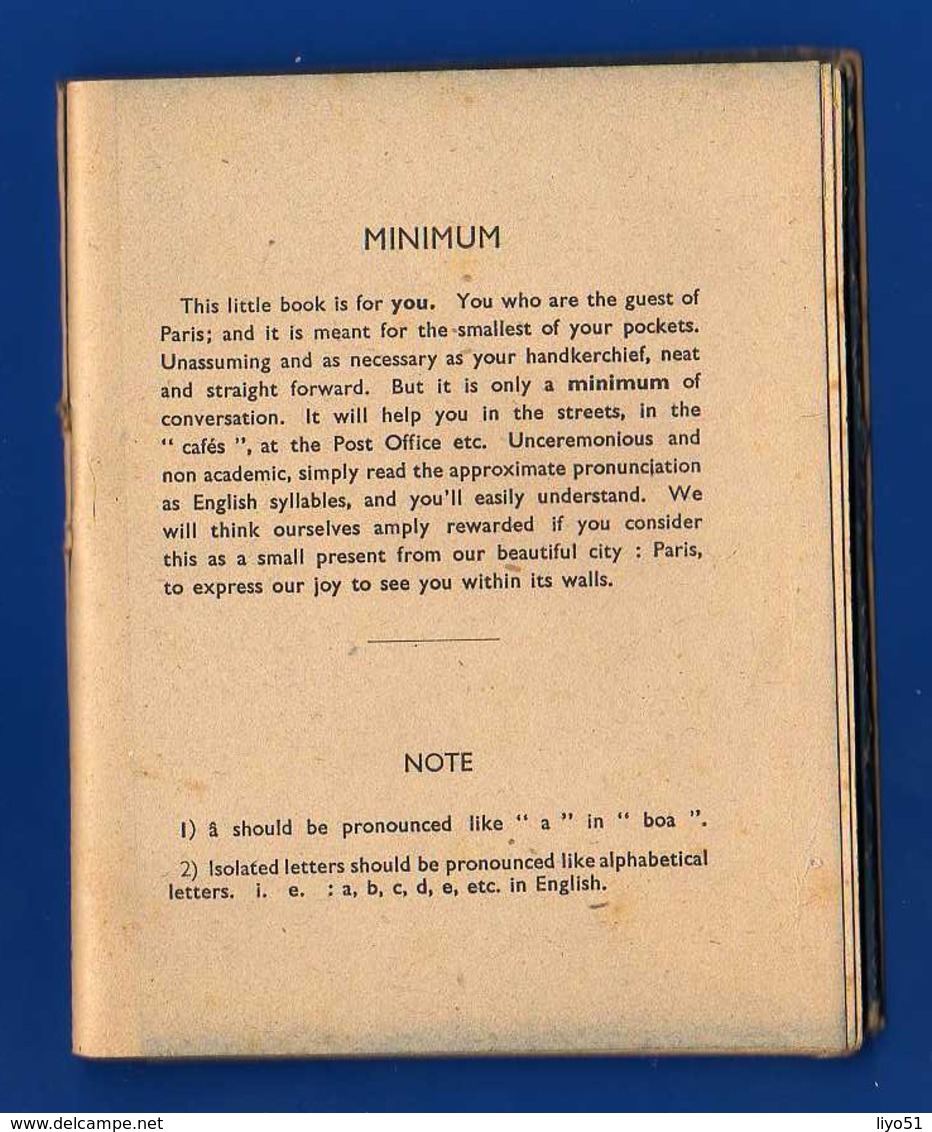 Paris Revue Traduction Français Anglais Un Minimum De Conversation Franco Anglaise ( 13 X 11 Cm ) 1944  12 Illustrations - Tourism