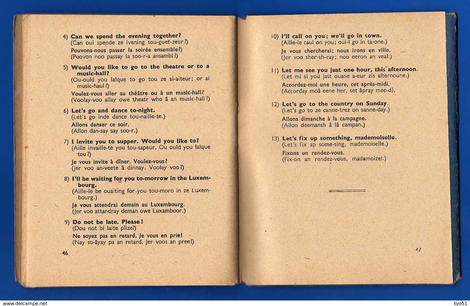 Paris Revue traduction Français Anglais Un minimum de conversation Franco Anglaise ( 13 x 11 cm ) 1944  12 illustrations