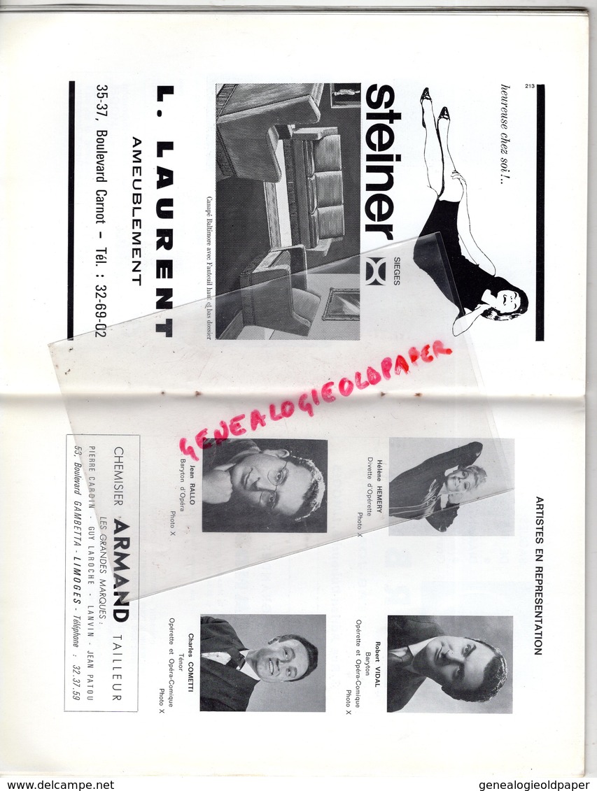 87-LIMOGES-PROGRAMME THEATRE 65-66- LA VIE PARISIENNE-OFFENBACH-JEAN PANTINI-CHRISTIANE JACQUIN-VEYRAL-ALVI-REY-LAMOUR-