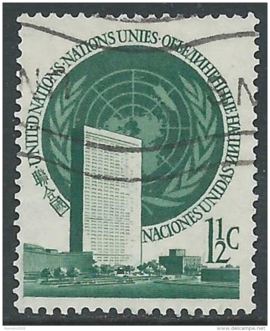 1951 NAZIONI UNITE NEW YORK USATO SOGGETTI DIVERSI 1 1/2 CENT - Z12-2 - Usati