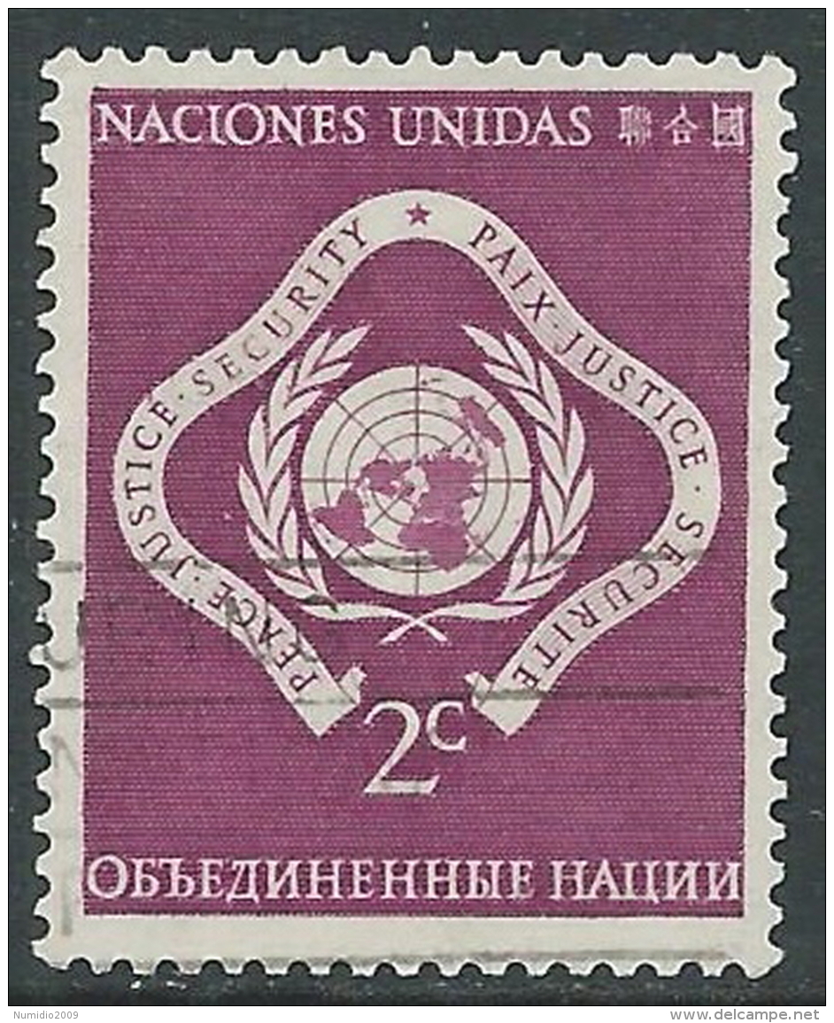 1951 NAZIONI UNITE NEW YORK USATO SOGGETTI DIVERSI 2 CENT - Z12-2 - Oblitérés