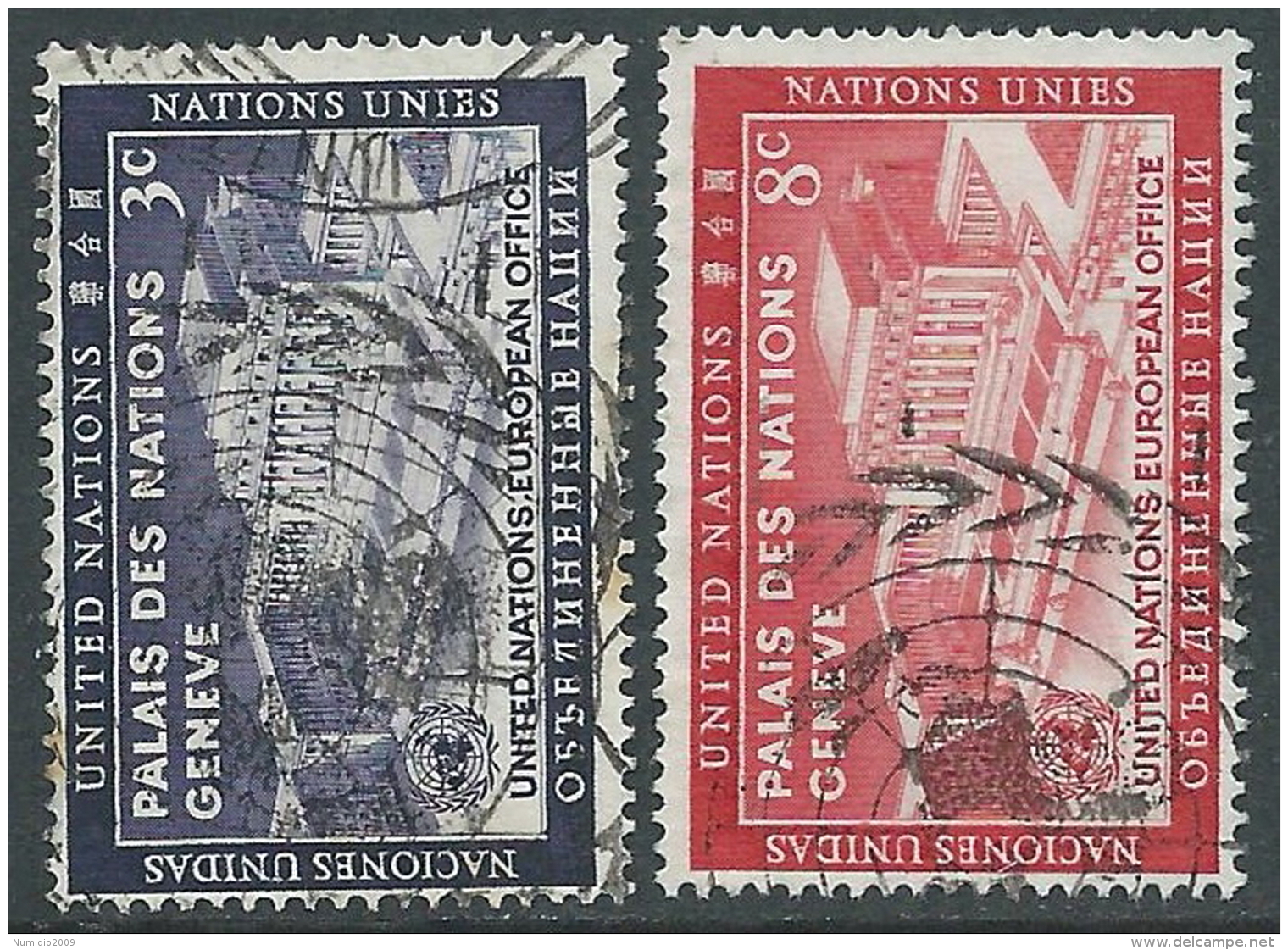 1954 NAZIONI UNITE NEW YORK USATO PALAZZO DI GINEVRA - Z15-5 - Used Stamps