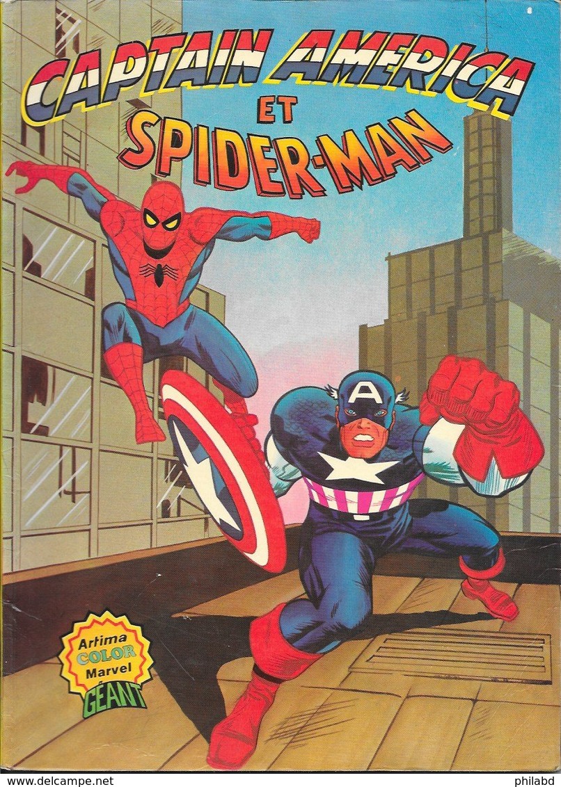 CAPTAIN AMERICA Et SPIDERMAN Artima Marvel Color GEANT - AREDIT 1980  BE - Captain America