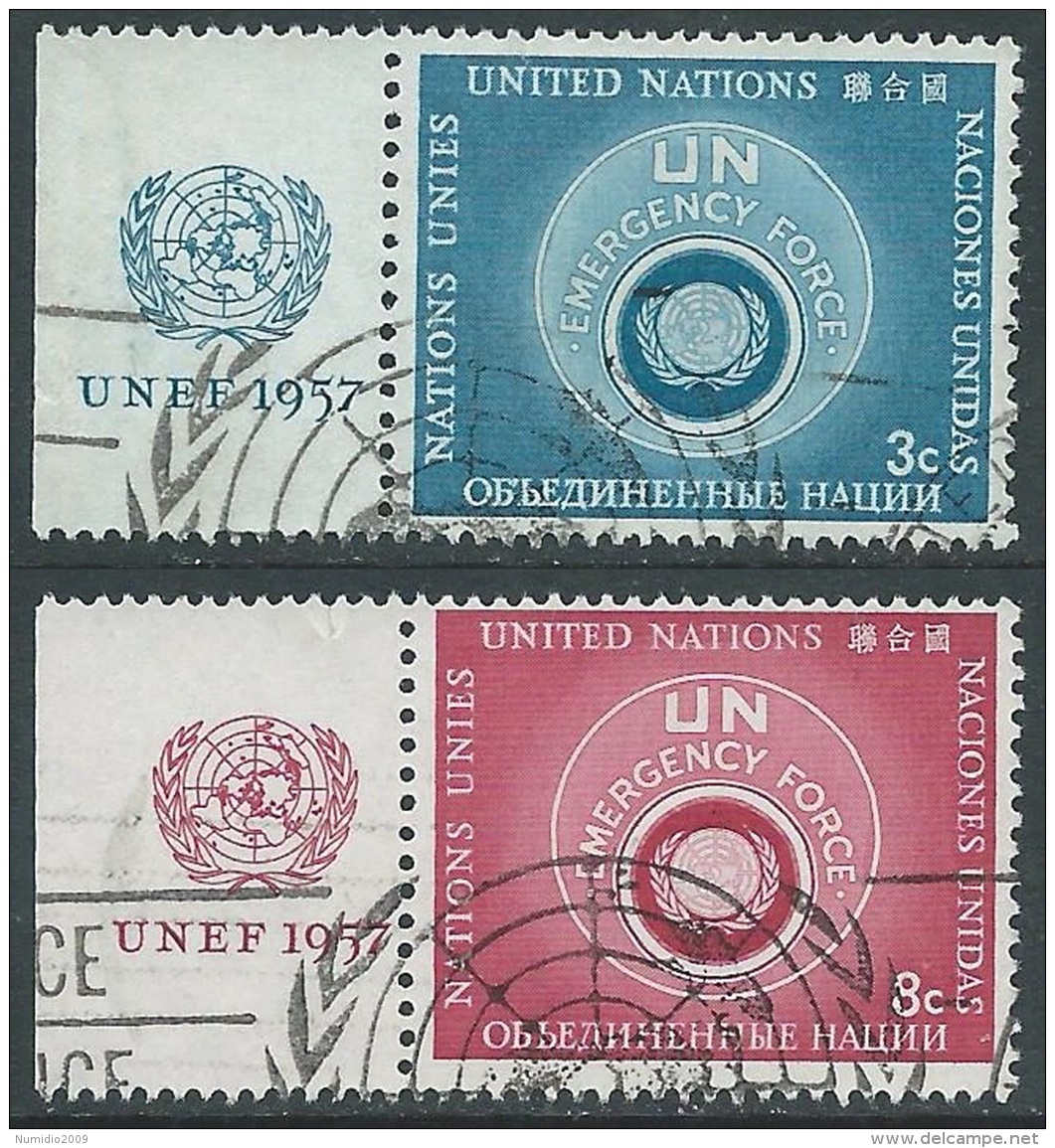 1957 NAZIONI UNITE NEW YORK USATO FORZE ARMATE CON APPENDICE - Z18-2 - Used Stamps