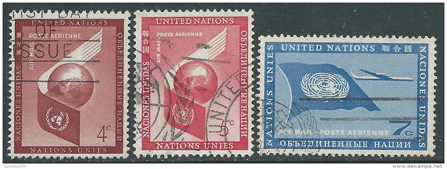 1957-59 NAZIONI UNITE NEW YORK POSTA AEREA USATO SOGGETTI DIVERSI - Z19-6 - Poste Aérienne