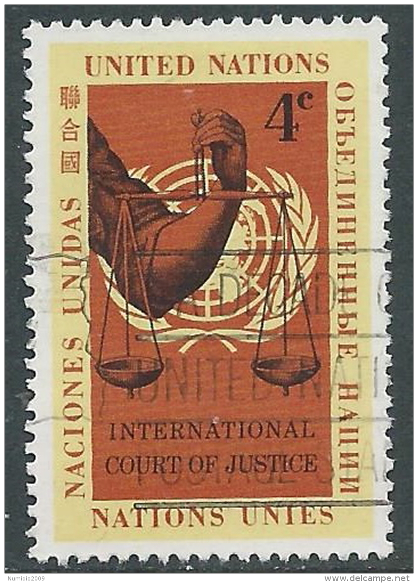 1961 NAZIONI UNITE NEW YORK USATO CORTE DI GIUSTIZIA DELL'AJA 4 CENT - Z18-6 - Used Stamps