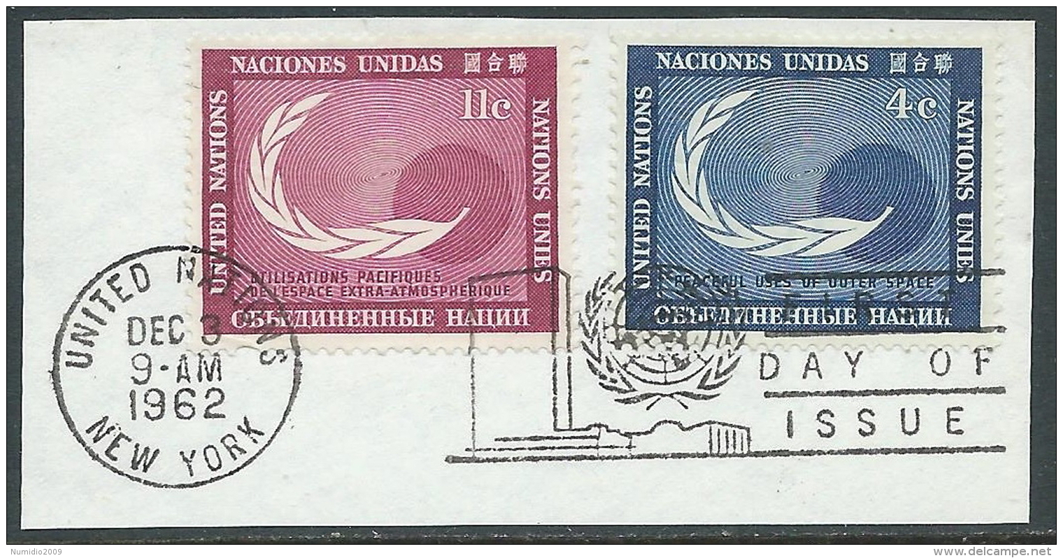1962 NAZIONI UNITE NEW YORK USATO SPAZIO - Z18-9 - Used Stamps