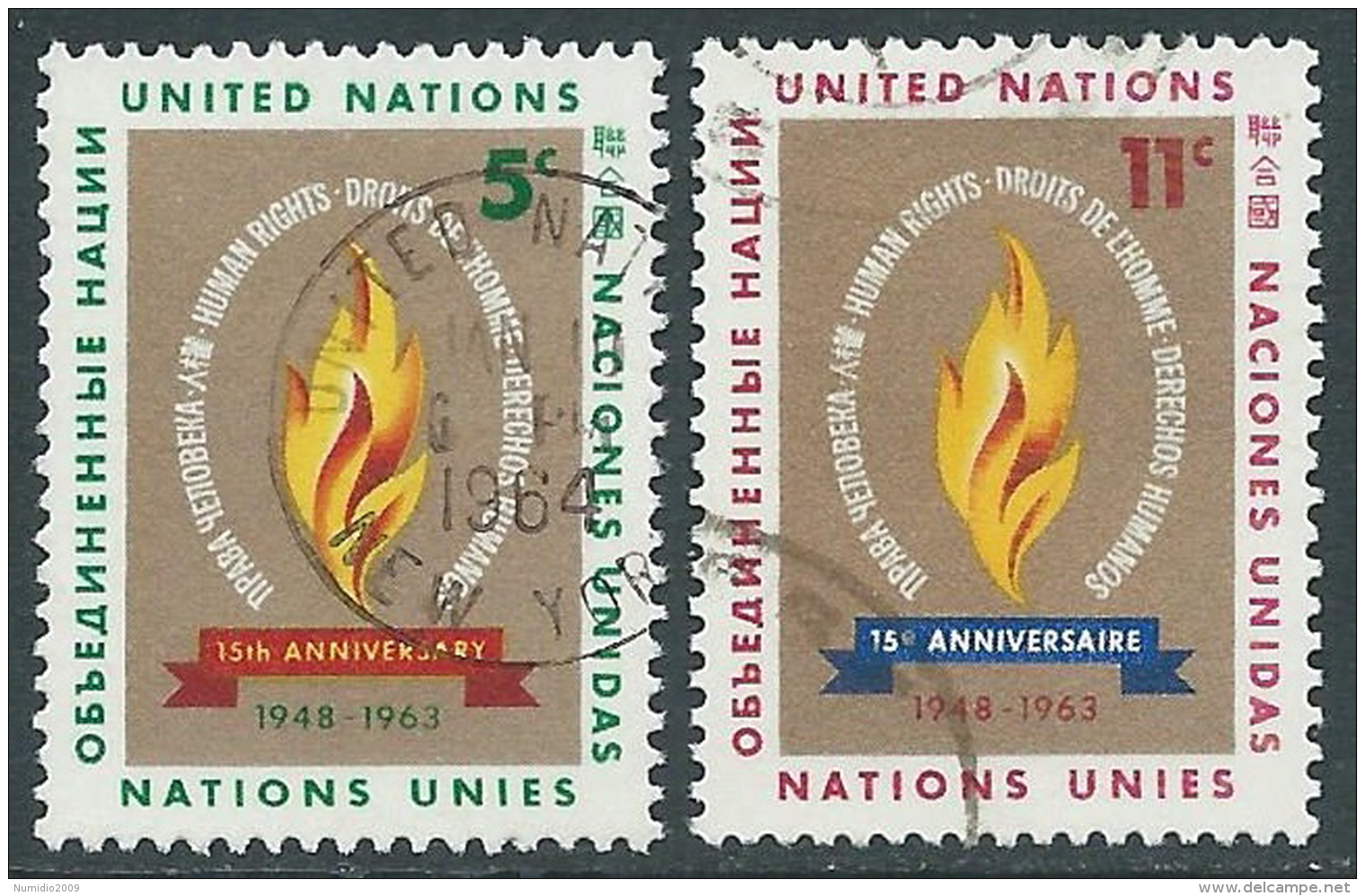 1963 NAZIONI UNITE NEW YORK USATO GIORNATA DEI DIRITTI DELL'UOMO - Z18-7 - Usados