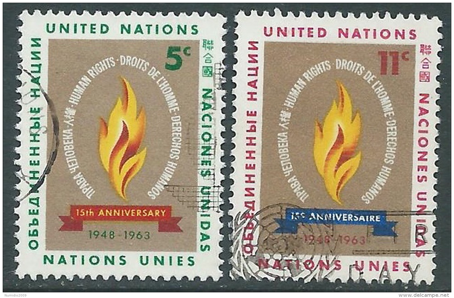 1963 NAZIONI UNITE NEW YORK USATO GIORNATA DEI DIRITTI DELL'UOMO - Z18-8-2 - Oblitérés