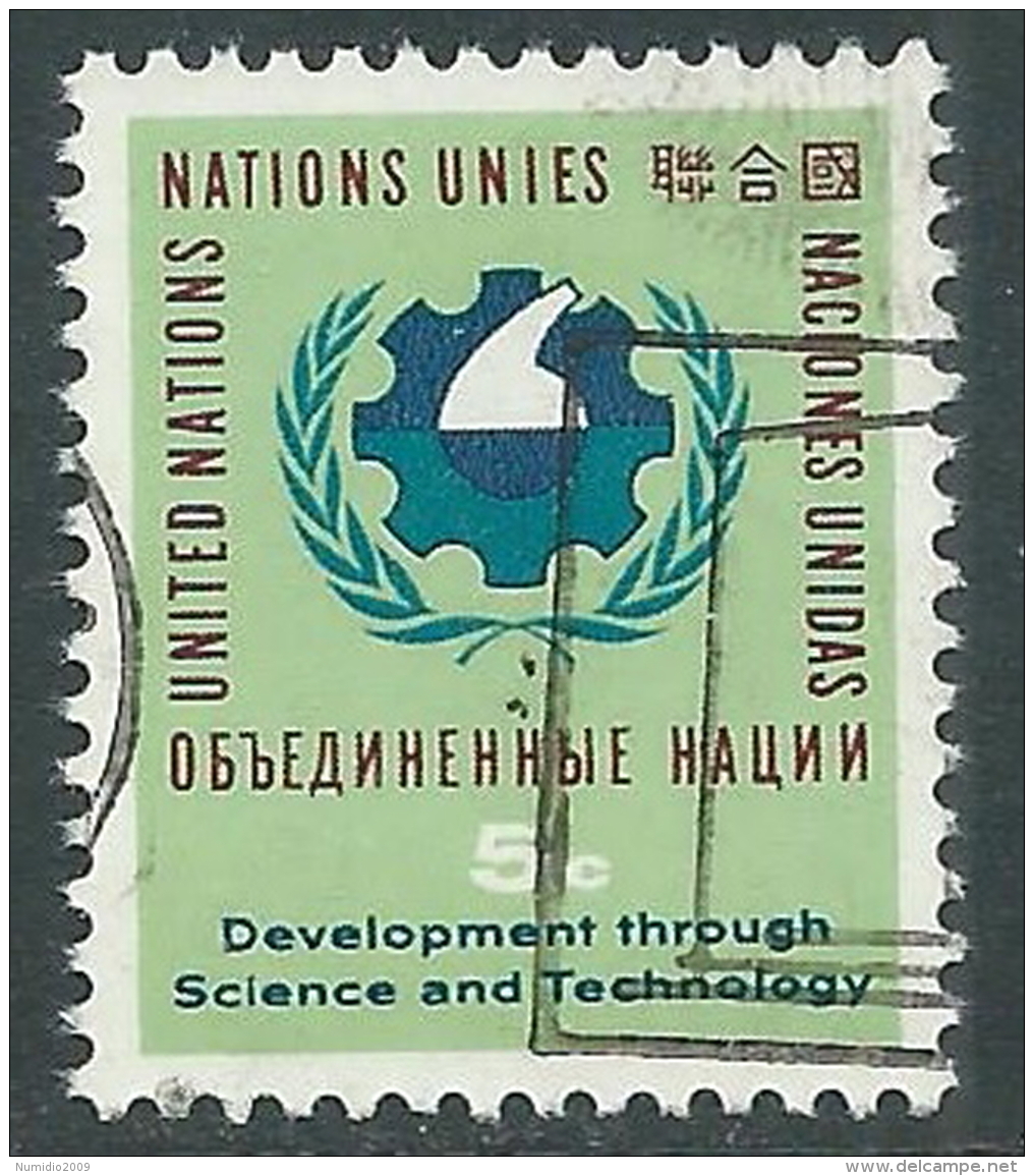 1963 NAZIONI UNITE NEW YORK USATO SVILUPPO SCIENZA E TECNICA 5 CENT - Z18-8 - Used Stamps