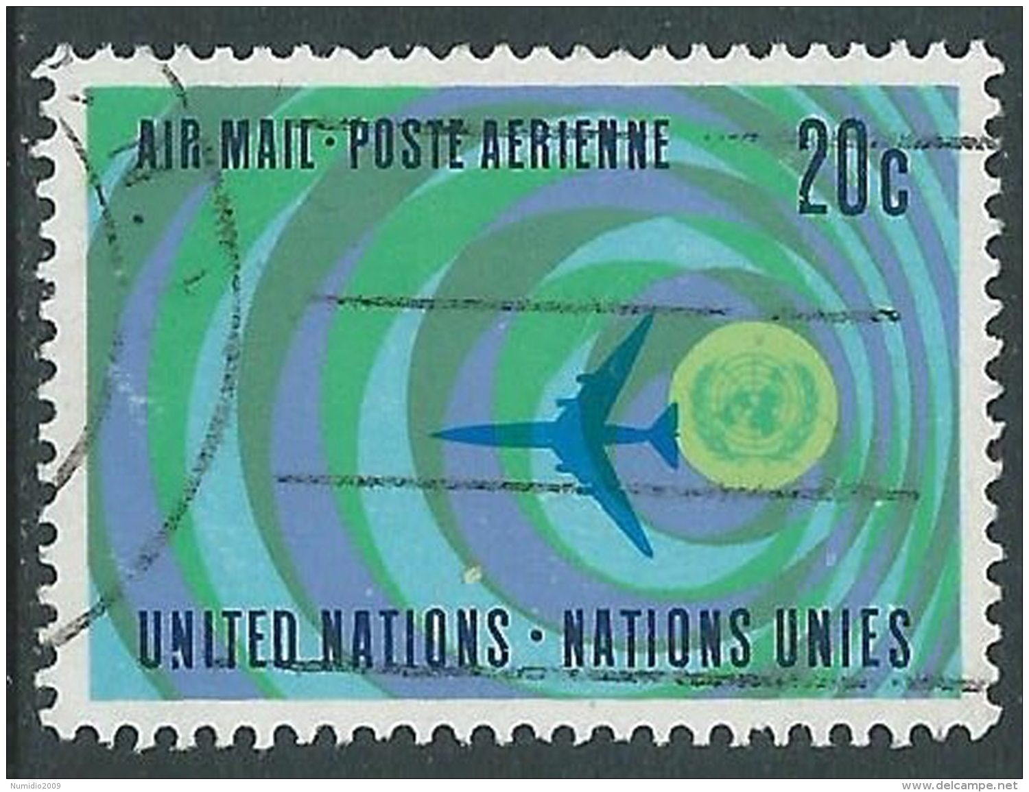 1963-69 NAZIONI UNITE NEW YORK POSTA AEREA USATO SOGGETTI DIVERSI 20 CENT Z19-5 - Poste Aérienne