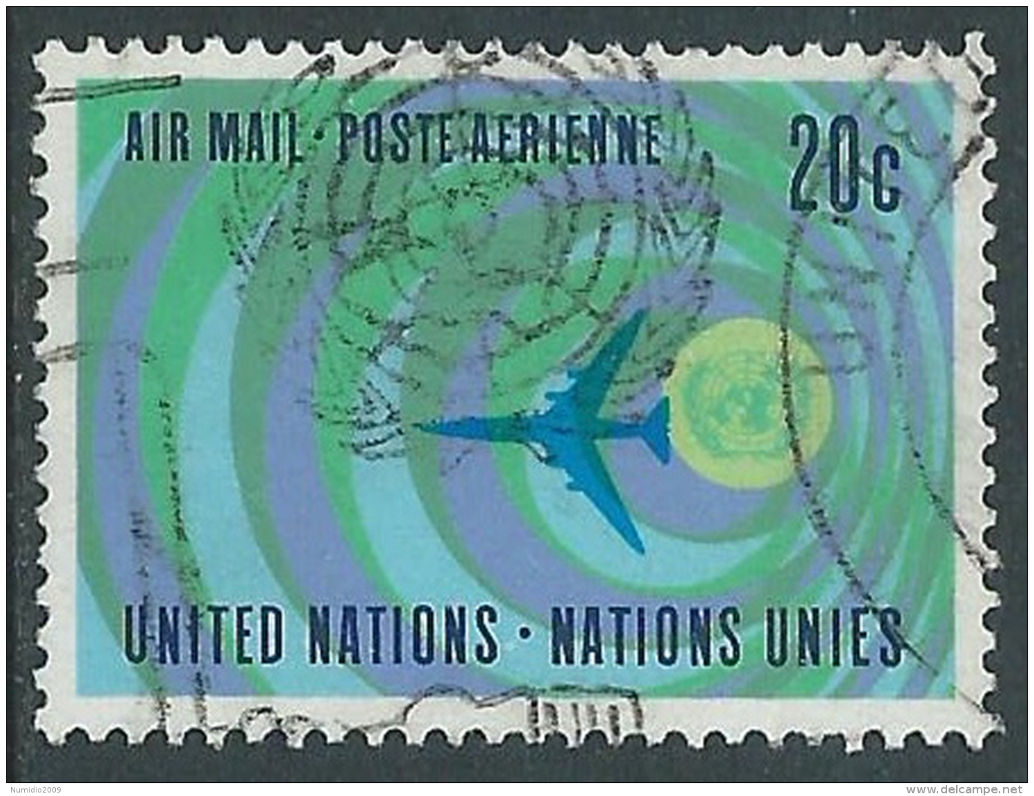 1963-69 NAZIONI UNITE NEW YORK POSTA AEREA USATO SOGGETTI DIVERSI 20 CENT Z19-5 - Luftpost