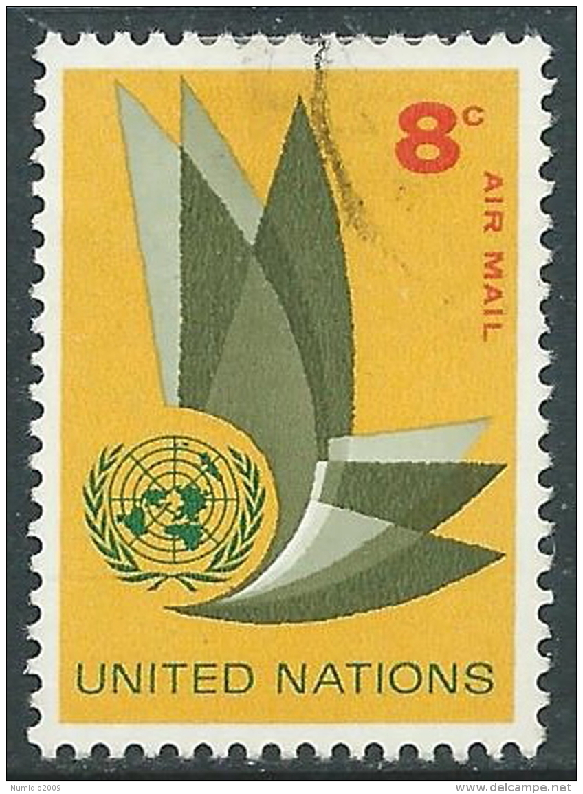 1963-69 NAZIONI UNITE NEW YORK POSTA AEREA USATO SOGGETTI DIVERSI 8 CENT - Z19-5 - Poste Aérienne