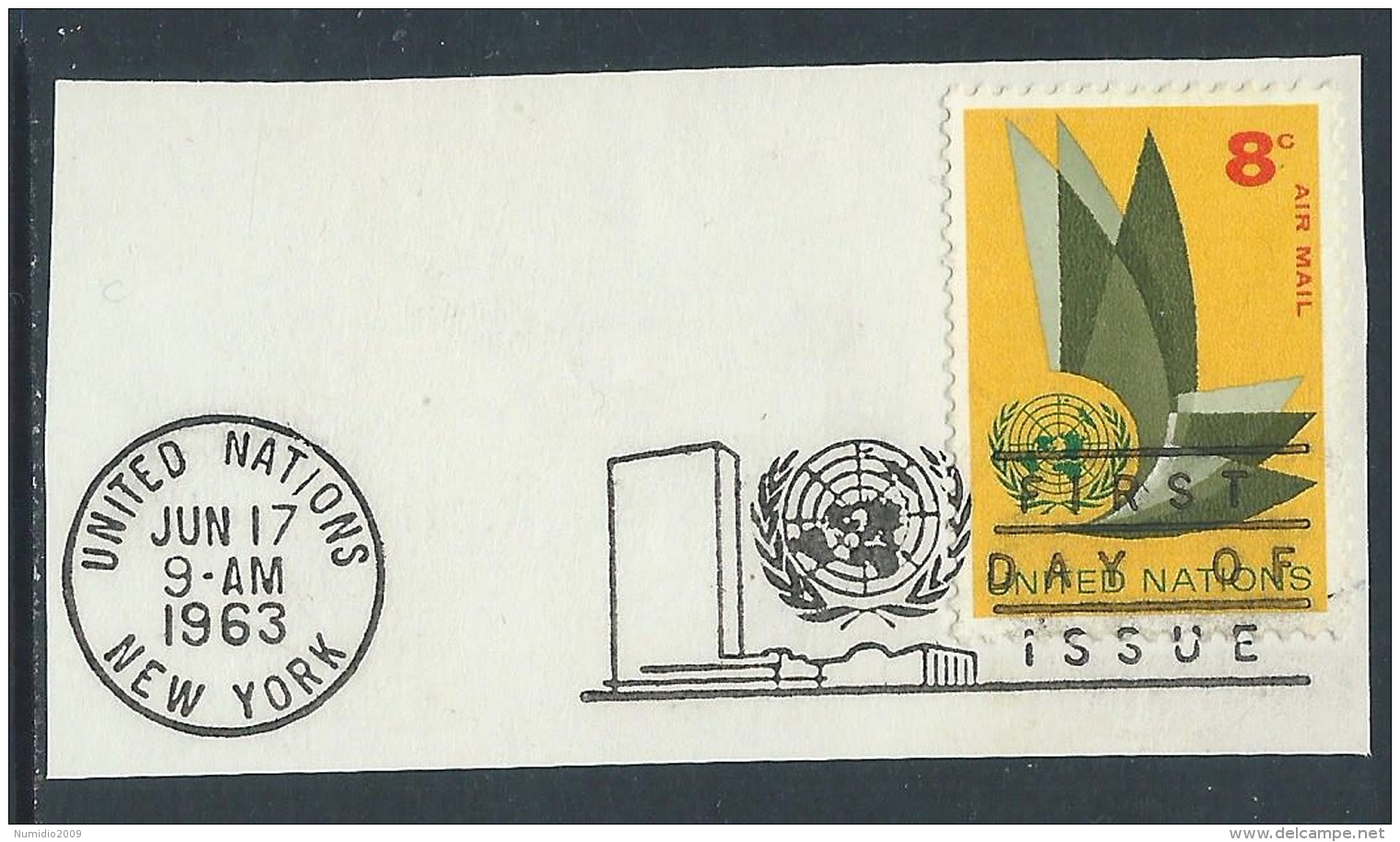 1963-69 NAZIONI UNITE NEW YORK POSTA AEREA USATO SOGGETTI DIVERSI 8 CENT - Z19-9 - Poste Aérienne