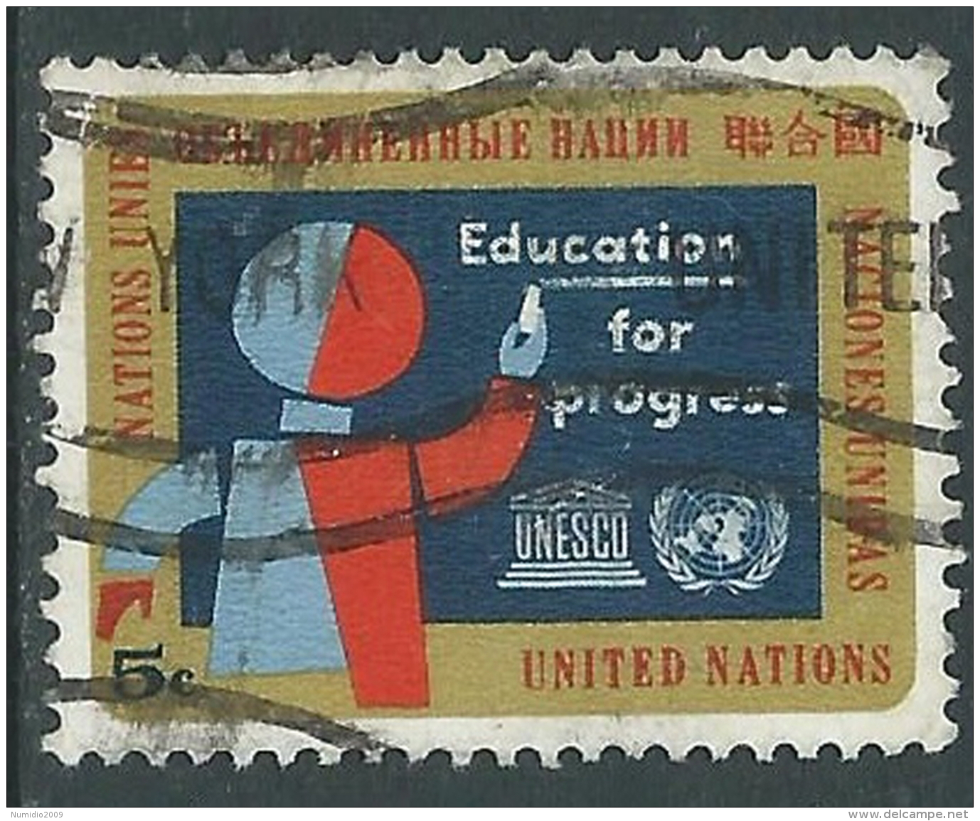 1964 NAZIONI UNITE NEW YORK USATO SERVIZIO DEL PROGRESSO 5 CENT - Z18-8 - Used Stamps