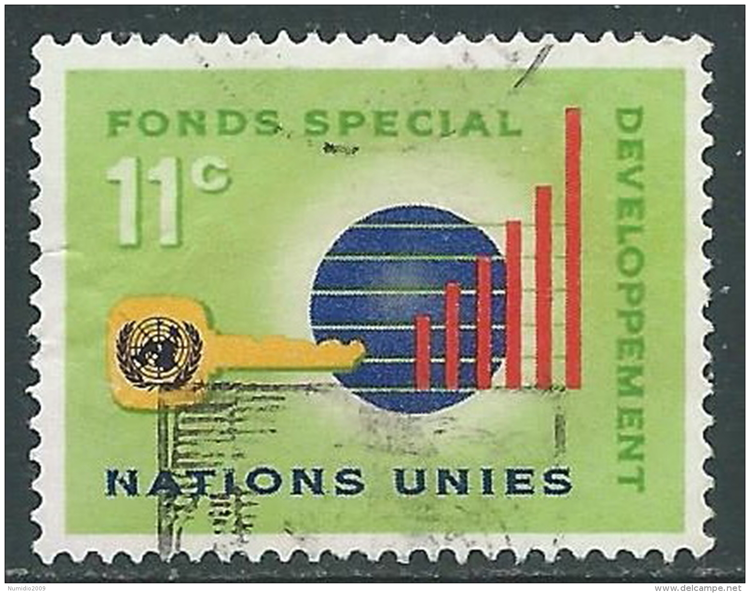 1965 NAZIONI UNITE NEW YORK USATO SVILUPPO ECONOMICO 11 CENT - Z19-8 - Usados