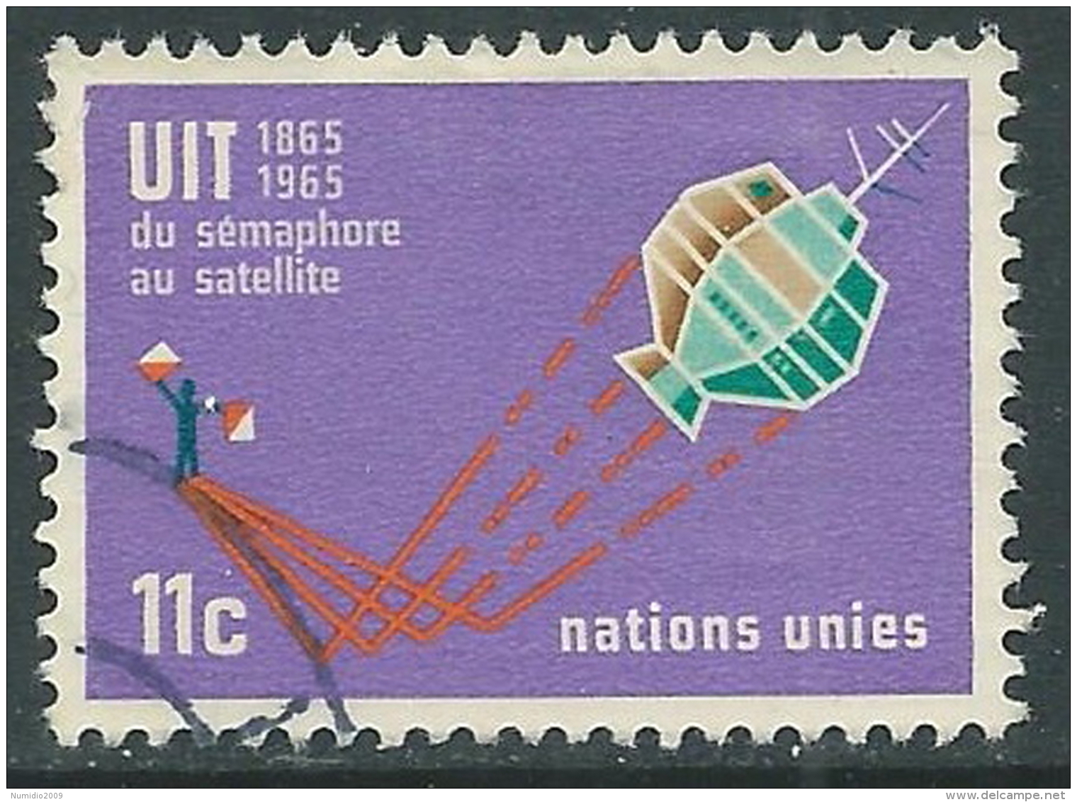 1965 NAZIONI UNITE NEW YORK USATO UIT 11 CENT - Z18-8 - Used Stamps