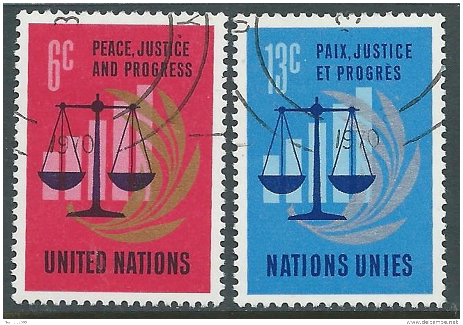 1970 NAZIONI UNITE NEW YORK USATO PACE GIUSTIZIA PROGRESSO - Z19-6 - Gebraucht