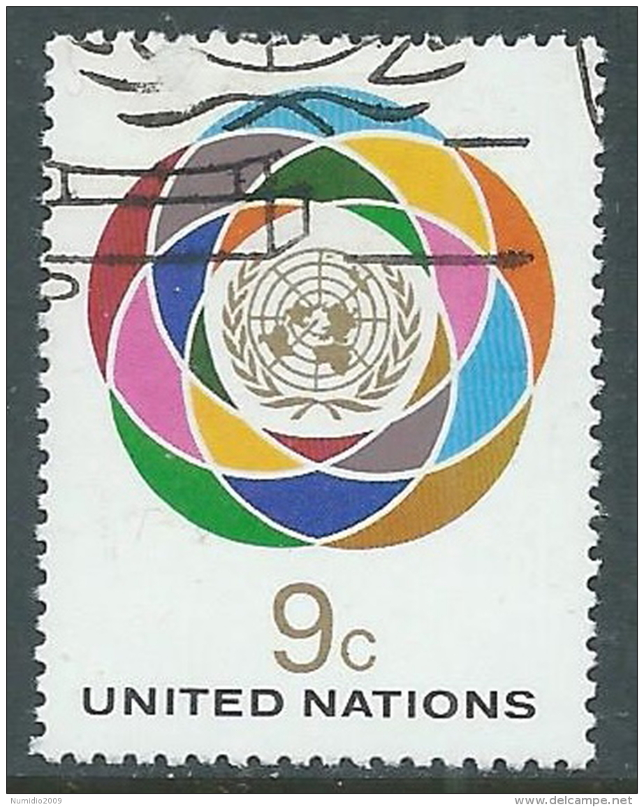 1976 NAZIONI UNITE NEW YORK USATO VALORE COMPLEMENTARE 9 CENT - Z19-7 - Used Stamps