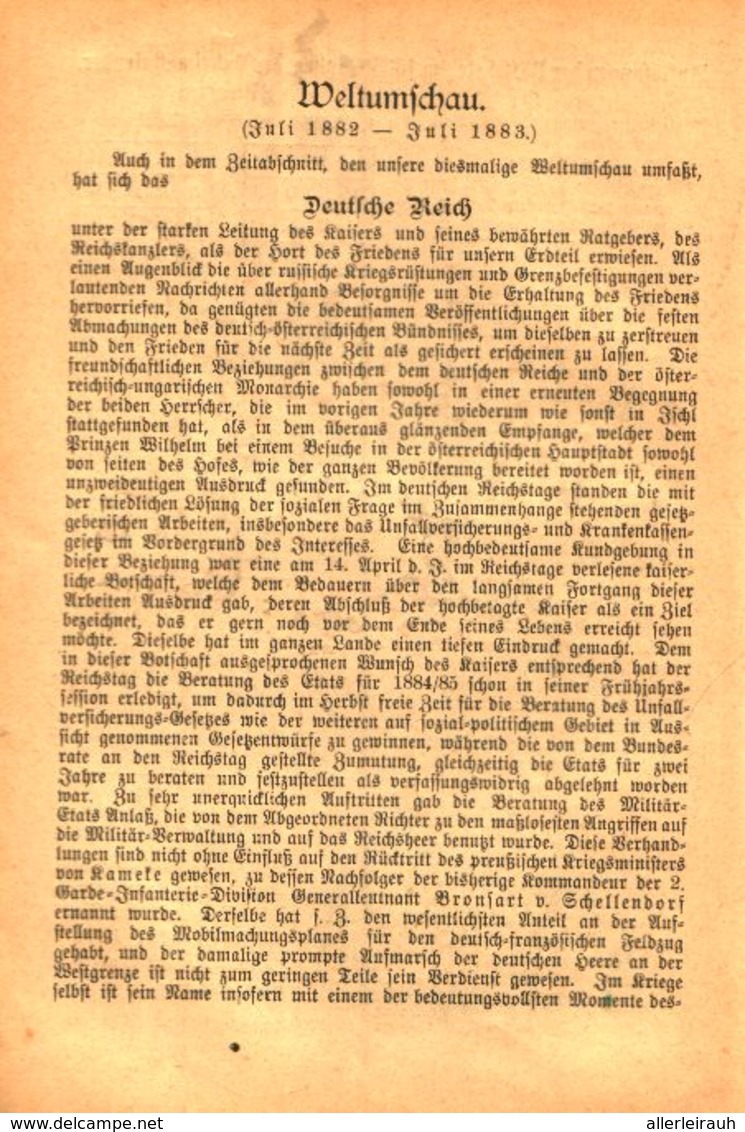 Weltumschau/ Artikel, Entnommen Aus Kalender / 1884 - Bücherpakete