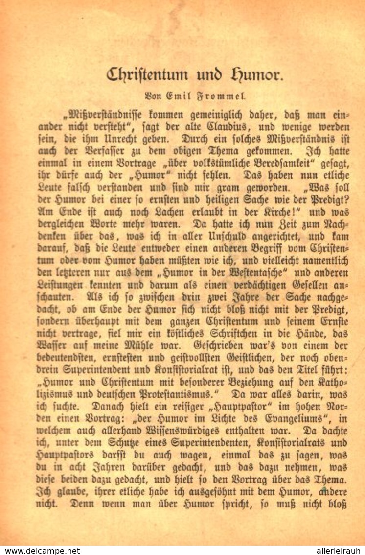Christentum Und Humor / Artikel, Entnommen Aus Kalender / 1884 - Bücherpakete