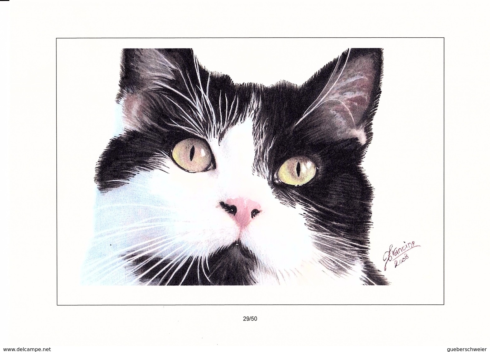 CHAT 20 - REPRODUCTION D'AQUARELLE DE FRANCINE VAN DE WALLE - LALLEMAND Tirage Limité Et Numéroté Ft 21x29 - Acuarelas