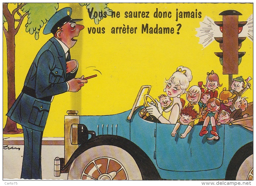 Métiers - Police Gendarmerie - Humour - Illustrateur  -  Procès-verbal - Enfants - Police - Gendarmerie