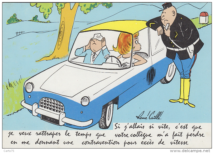 Métiers - Police Gendarmerie - Humour - Illustrateur Humoriste De Presse - Contravention Vitesse - Automobile - Politie-Rijkswacht