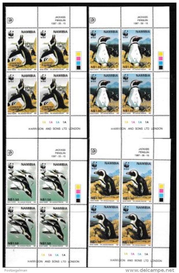 NAMIBIA, 1997, Mint Never Hinged Stamp(s), In Control Blocks, W.W.F. Penquins,  Michel 837-840, X199d - Namibia (1990- ...)