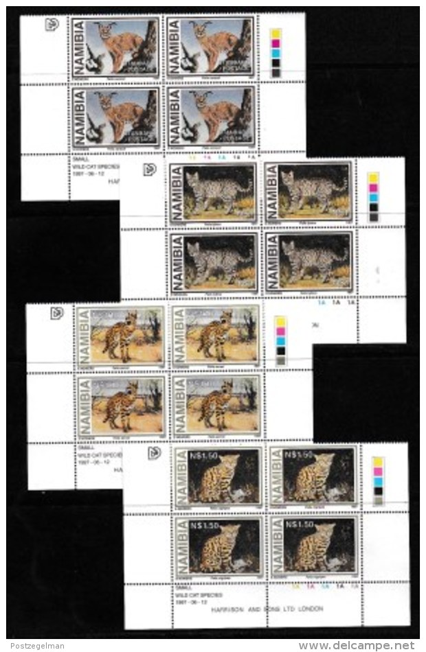 NAMIBIA, 1997, Mint Never Hinged Stamp(s), In Control Blocks, Small Wild Cats,  Michel 845-848 X199e - Namibië (1990- ...)