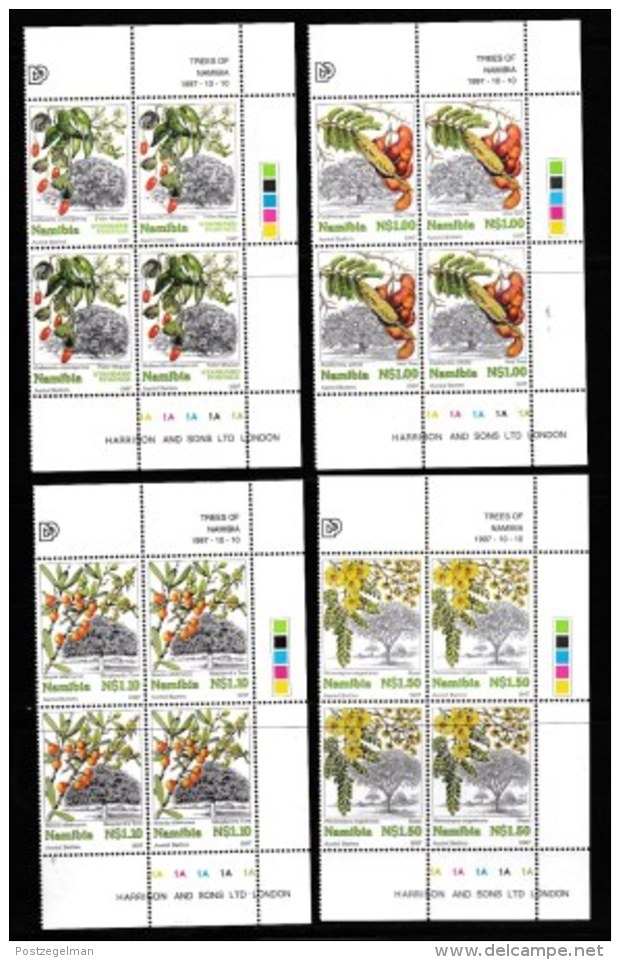 NAMIBIA, 1997, Mint Never Hinged Stamp(s) In Control Blocks, Trees Of Namibia,  Michel 867-870, X199i - Namibia (1990- ...)