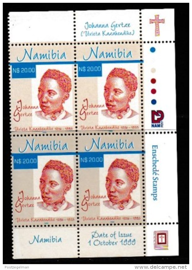 NAMIBIA, 1999, Mint Never Hinged Stamp(s) In Control Blocks, Joanna Gertze,  Michel 1001, X199n - Namibië (1990- ...)