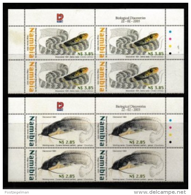 NAMIBIA, 2003, Mint Never Hinged Stamp(s) In Control Blocks, Biological Discoveries, Sacc 419-423, X199x - Namibië (1990- ...)