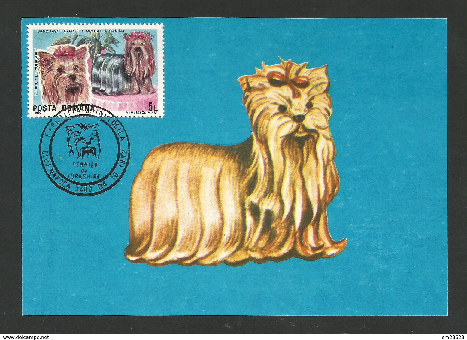 Romana  1990 , Terier De Yorkshire , Maximum Card - Napoca 04.10.1992 - Honden