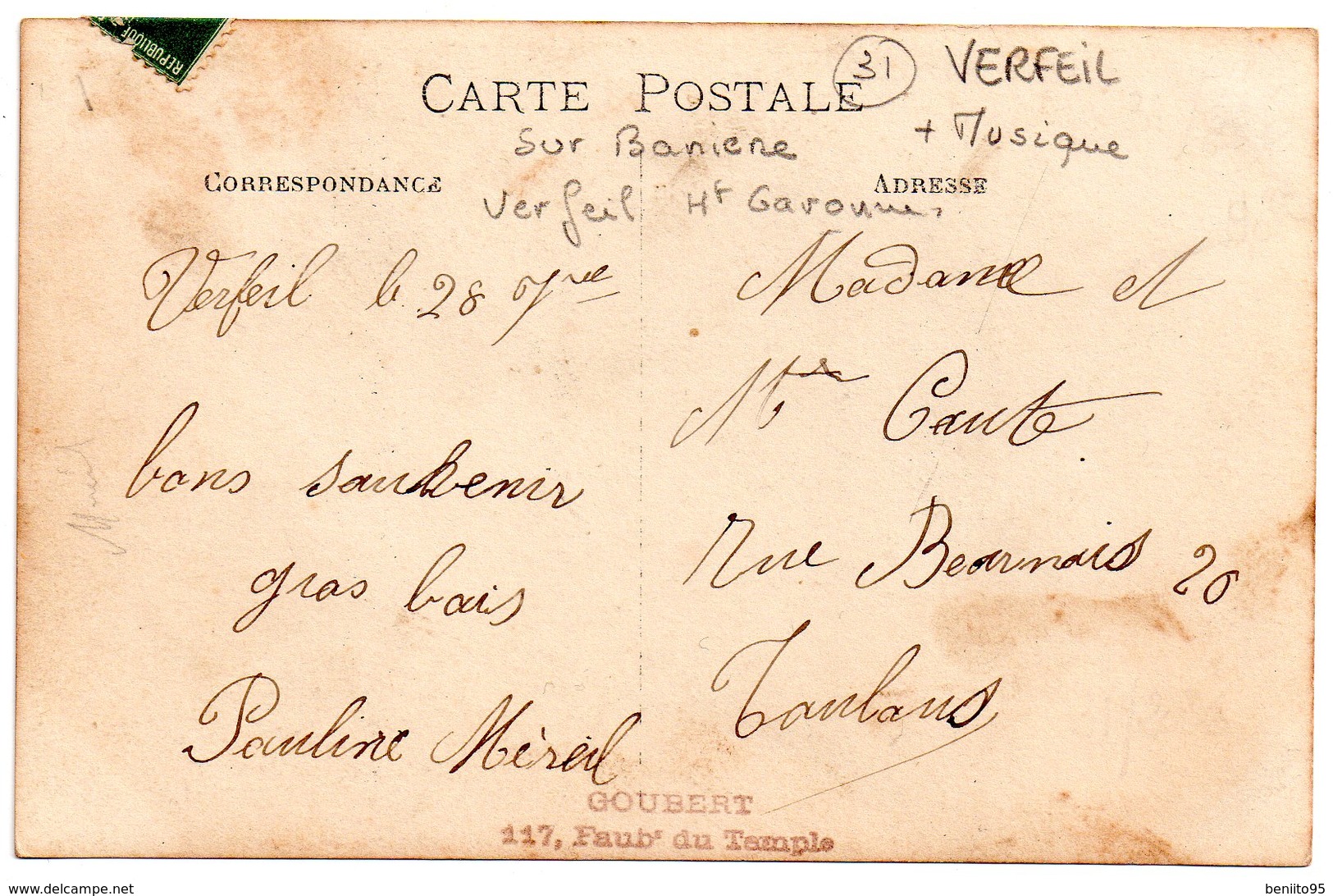 CARTE-PHOTO De VERFEIL - La Fanfare En 1907 (RARE!!). - Verfeil