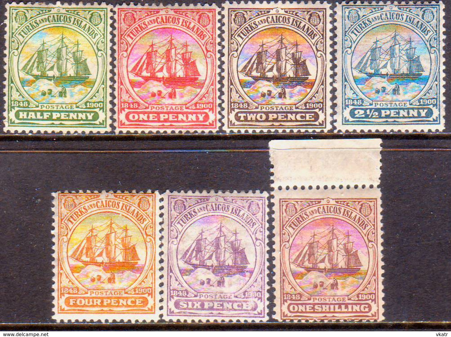 TURKS AND CAICOS ISLANDS 1900 SG #101-07 Set To 1sh MH/MNH (½d Is MNG) Wmk Crown CA - Turks And Caicos