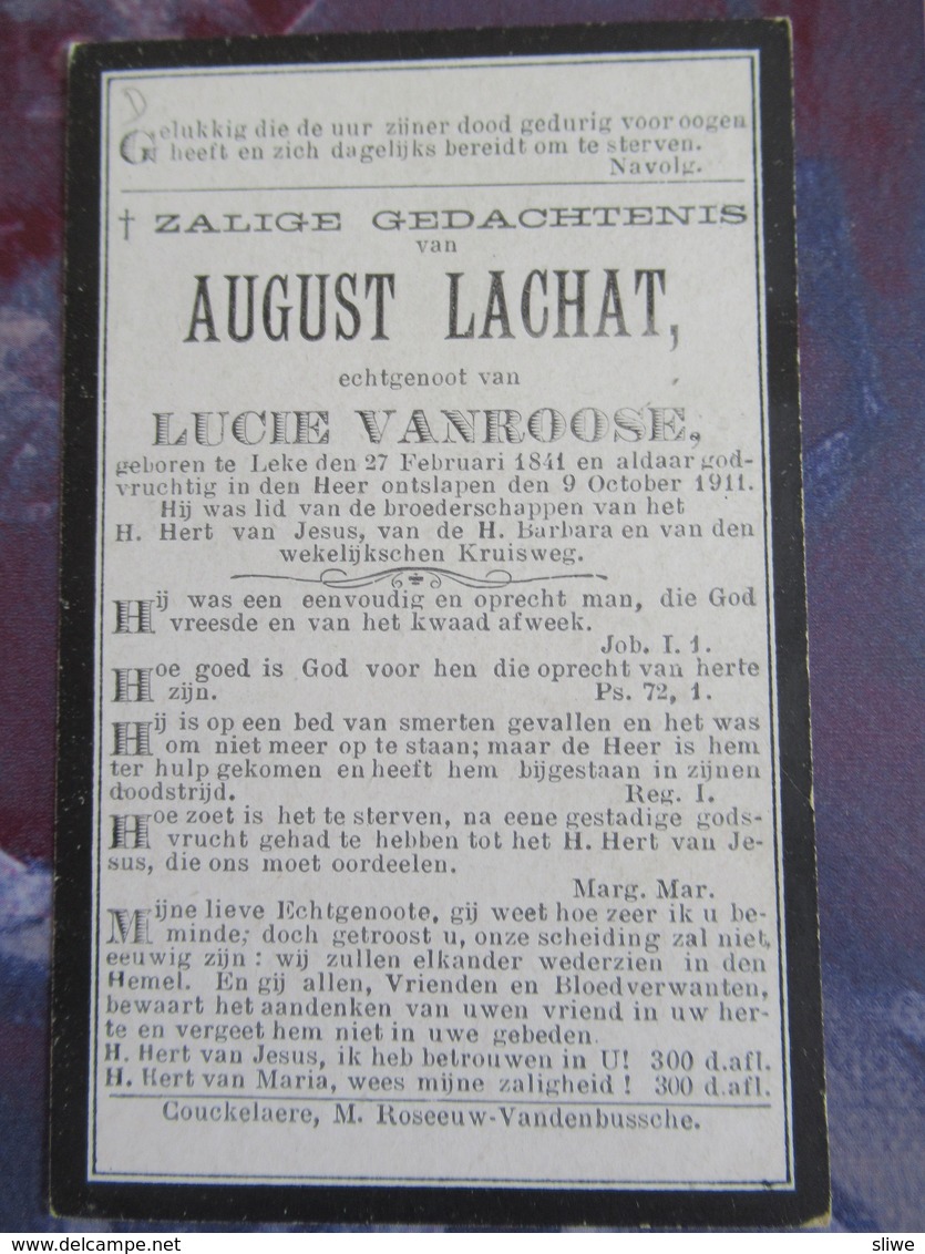 BIDPRENTJE AUGUST LACHAT (X VANROOSE ) LEKE 1841 - 1911 - Religion & Esotérisme