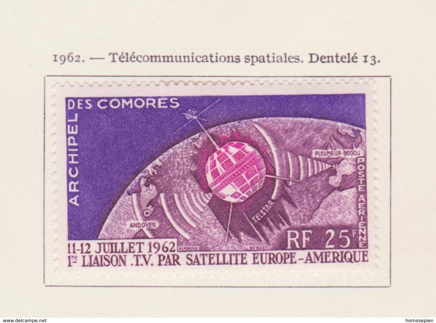 Comores - Comoros - Komoren Poste Aérienne 1962 Y&Tn°PA7 - Michel N°F51 * - 25f Satellite Telstar - Airmail