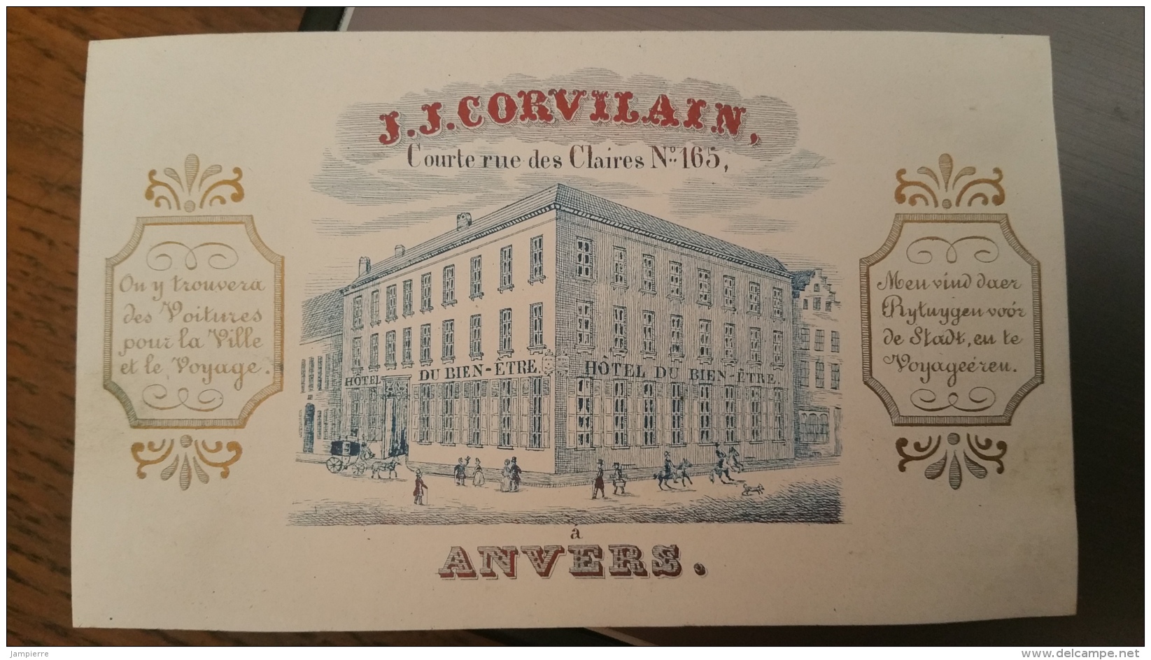 Carte Porcelaine (Porseleinkaart) - Anvers (Antwerpen) - J.J Corvilain - Voitures - Courte Rue Des Claires, N°165 - Antwerpen