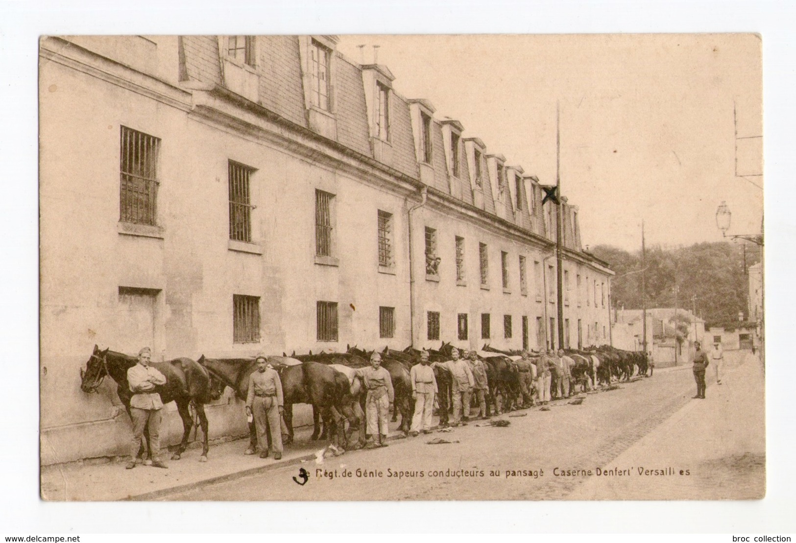 Versailles, 3e Ou 5e Génie Sapeurs Conducteurs Au Pansage, Caserne Denfert, 1931, éd. Briche Robillart - Versailles