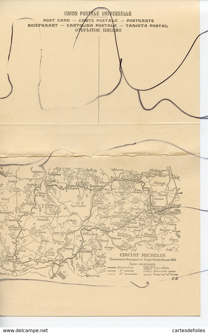 CPA + Carte Menu Restaurant. COUPE GORDON BENNETT 1905. Circuit MICHELIN. Virage Dans La Traversée De ROCHEFORT. - Autres & Non Classés