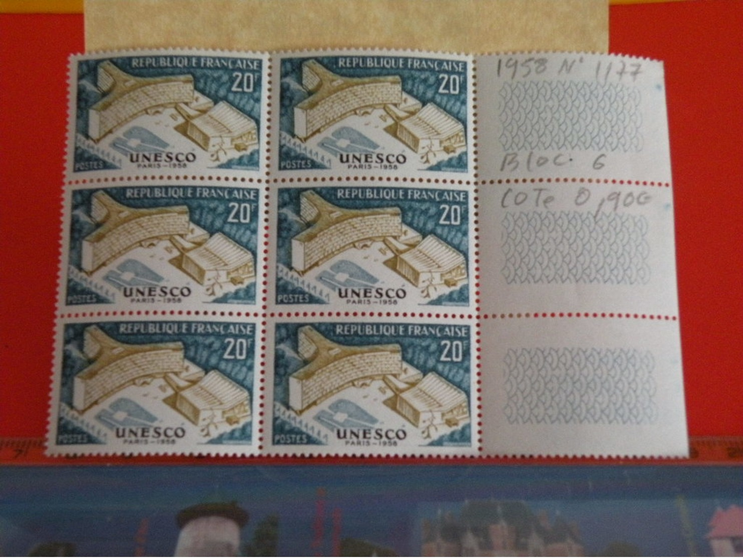 France Bloc 6 Val > 1958 N°1177 < Y&T > UNESCO - Coté 0,90€ - Unused Stamps