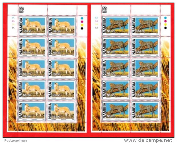 NAMIBIA, 1998, Mint Never Hinged Stamp(s), In Full Sheets, Large Cats,  Michel 927-930, S855 - Namibië (1990- ...)