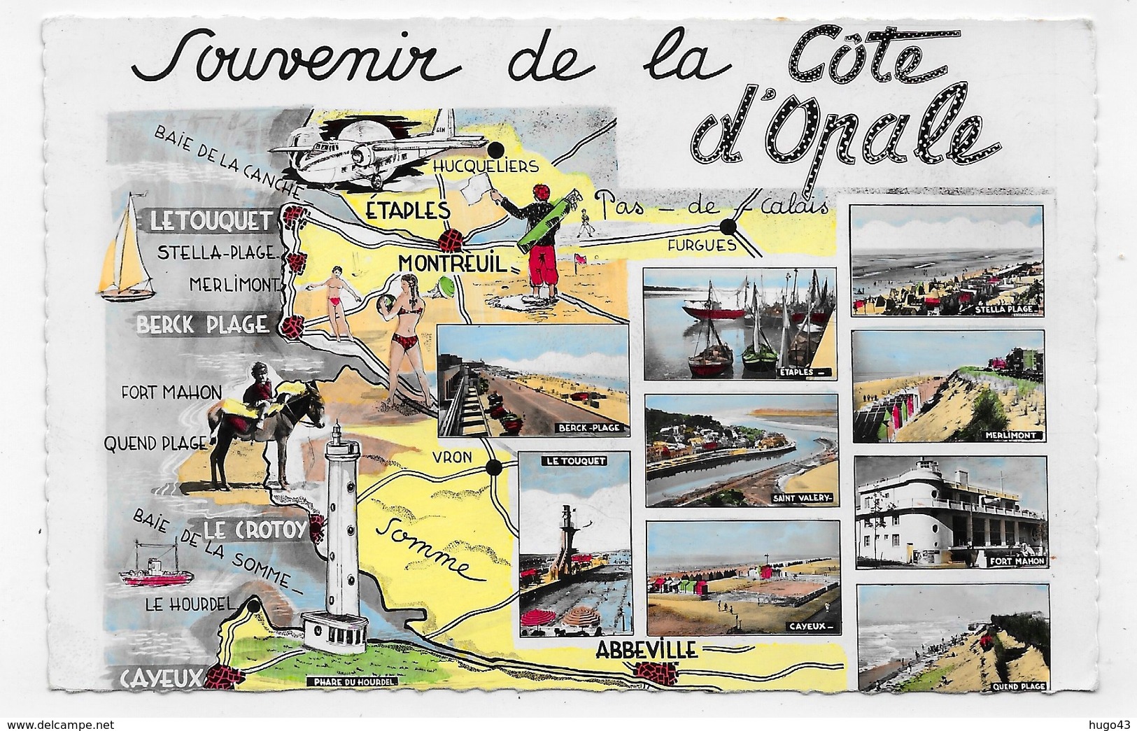 SOUVENIR DE LA COTE D' OPALE EN 1957 - N° 2 - CARTE - FORMAT CPA VOYAGEE - Autres & Non Classés