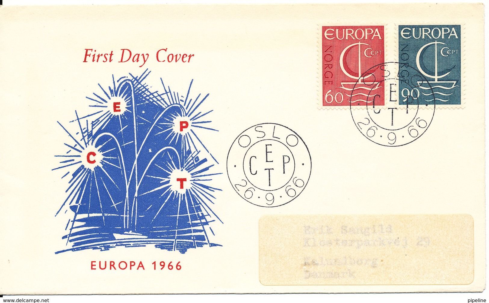 Norway FDC EUROPA CEPT 26-9-1966 With Cachet - 1966