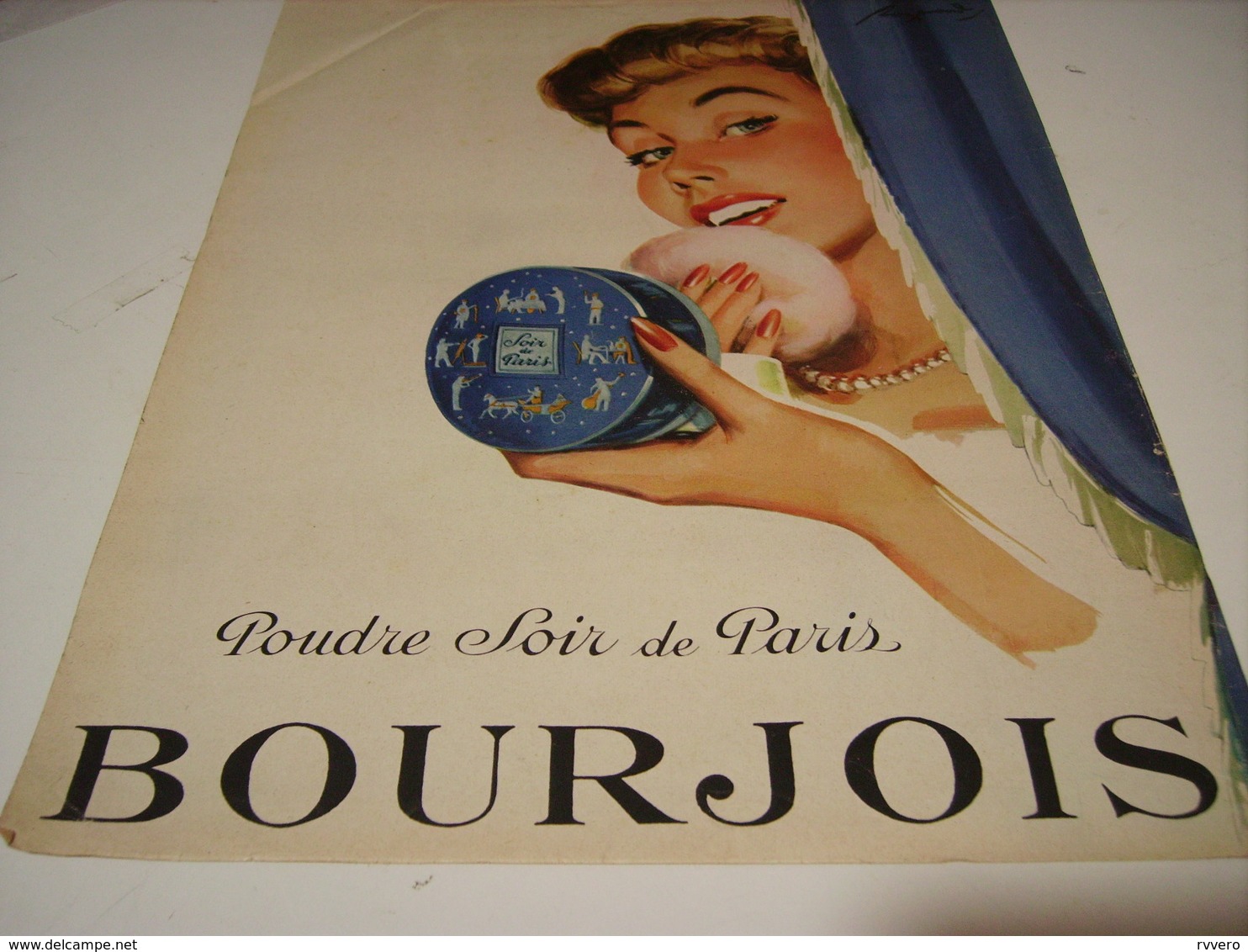 ANCIENNE AFFICHE PUBLICITE POUDRE SOIR DE PARIS BOURJOIS 1953 - Other & Unclassified