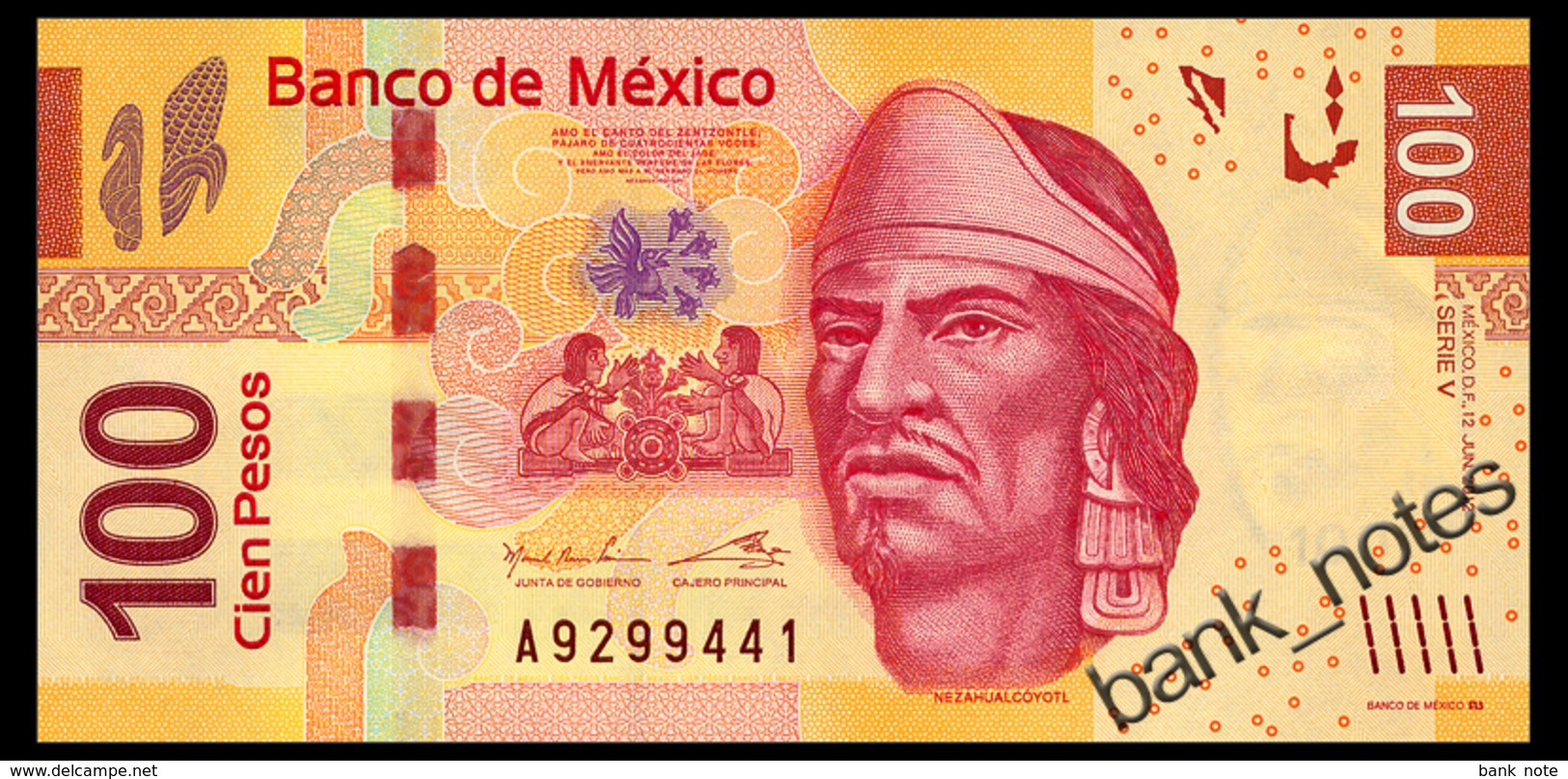 MEXICO SERIES V 100 PESOS 2012 Pick 124v Unc - Mexico